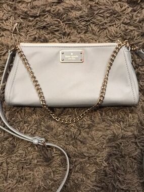 Kate Spade Baby Blue leather crossbody with Silver Chain